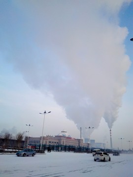 冬季熱電廠排放