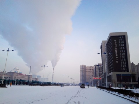 冬季熱電廠排放