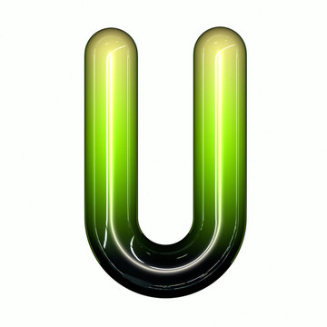 綠色光澤3D兒童搞笑泡泡字母字體U