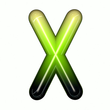 綠色光澤的3D兒童有趣的泡泡字母字體X