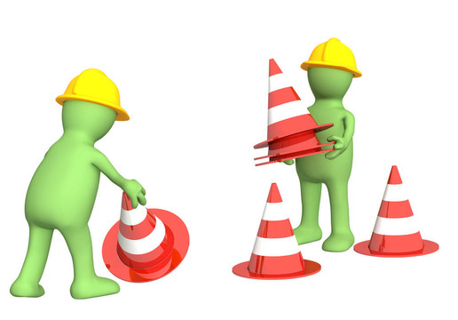 具有緊急錐的3D木偶