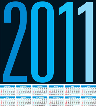 藍色日歷2011。