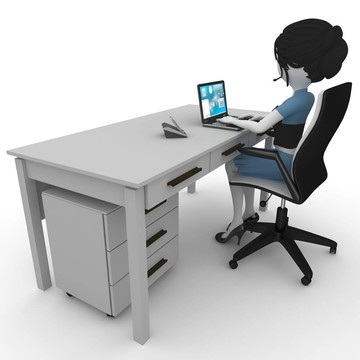 3D女孩在辦公室工作