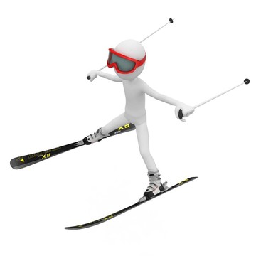 3D男子滑雪下斜坡