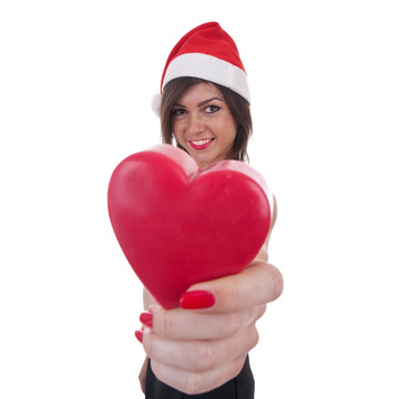 Santa戴著一頂帽子的女人