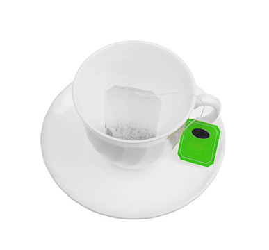 帶茶葉袋的茶杯