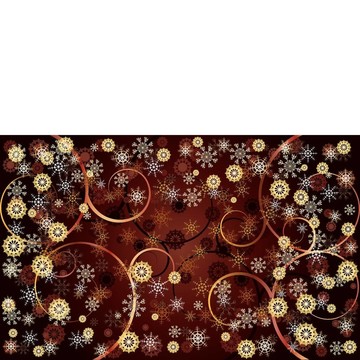 布朗圣誕賀卡與金色雪花；非常美麗的賀卡；插圖