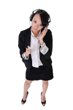 商業(yè)女人聽音樂