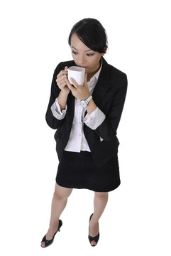 商務(wù)女人和一杯咖啡