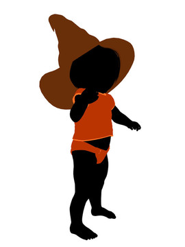 女性萬圣節(jié)幼兒插畫剪影