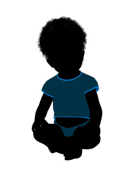 非洲裔美國(guó)男子幼兒插圖剪影