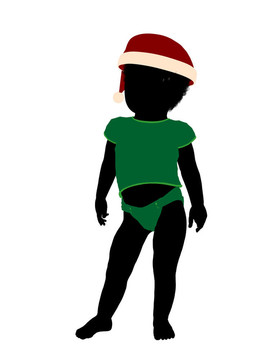 非洲裔幼童插畫剪影