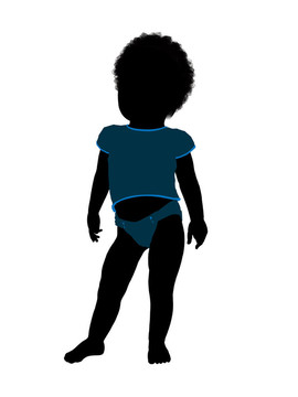 非洲裔美國男子幼兒插圖剪影