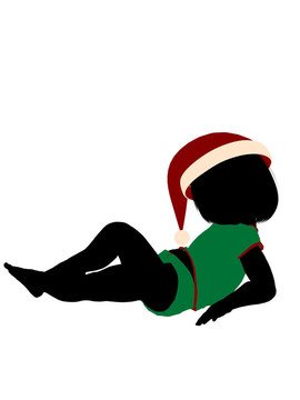 女性圣誕幼兒插畫(huà)剪影