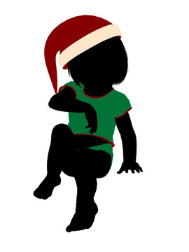 女性圣誕幼兒插畫剪影