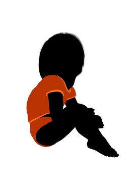 女幼兒插畫剪影