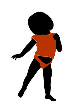 女幼兒插畫剪影