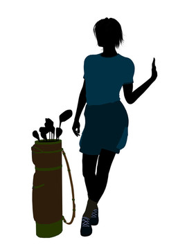 女性高爾夫球員剪影