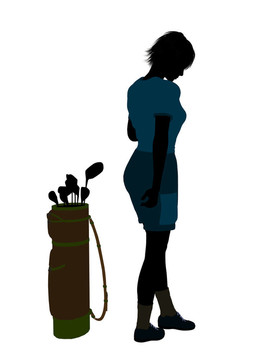 女性高爾夫球員剪影