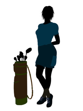 女性高爾夫球員剪影