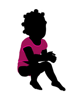 非洲裔女性幼兒插圖剪影