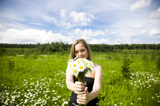 女人與Flowers