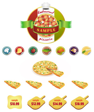 比薩的集；餐廳菜單圖標(biāo)