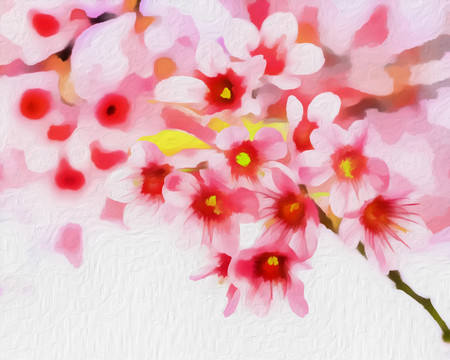 油畫(huà)花朵枝葉