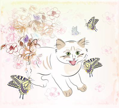 小貓和蝴蝶