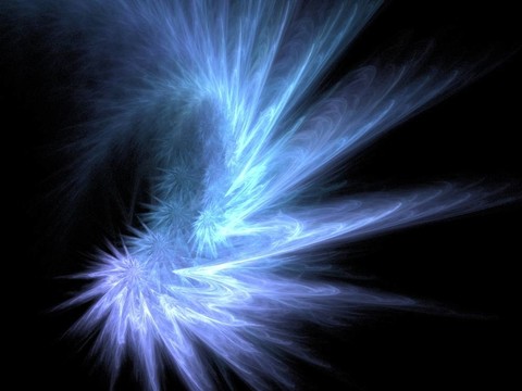 黑色藍(lán)色恒星爆炸；分形圖像