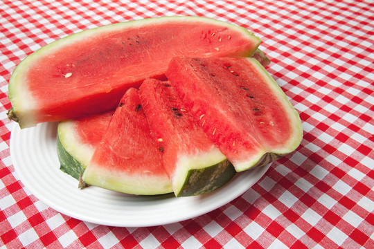 野餐桌布的西瓜