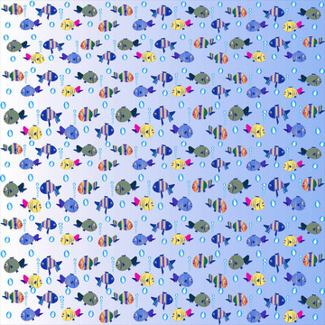 藍(lán)色背景與熱帶的魚。