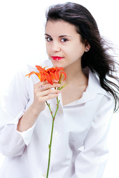 女孩與花