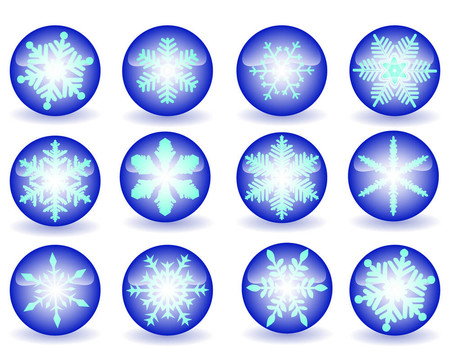 藍(lán)色的按鈕與雪花