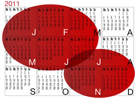 簡(jiǎn)約紅色2011日歷