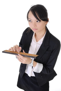 中國(guó)商業(yè)的女孩打算盤(pán)