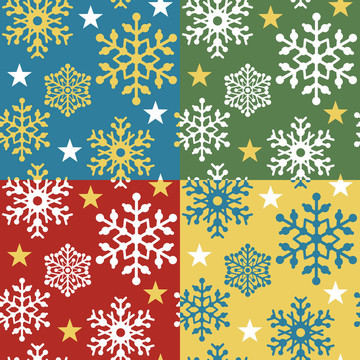 在4種顏色的雪花圖案