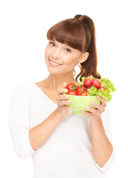 美麗的家庭主婦與蔬菜