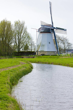 風(fēng)車附近的Aldtsjerk；Friesland；荷蘭