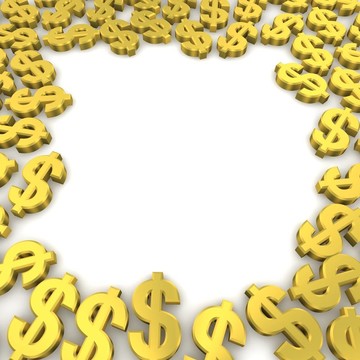 黃金貨幣符號框架。3D圖像