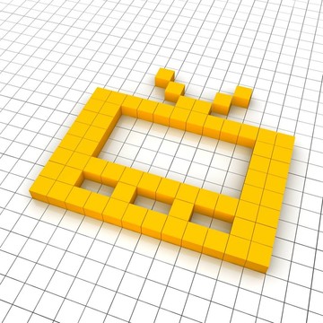網(wǎng)格中的電視3D圖標(biāo)。渲染圖。