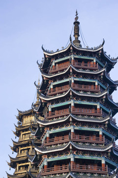 太陽和Moon Pagodas；桂林；中國