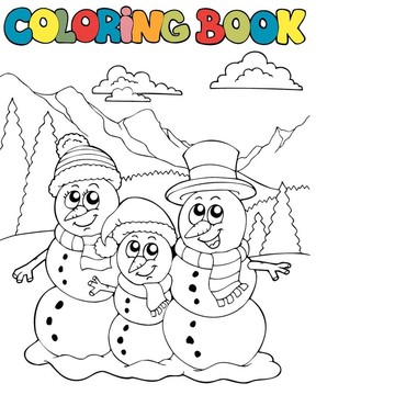 雪人家庭著色書