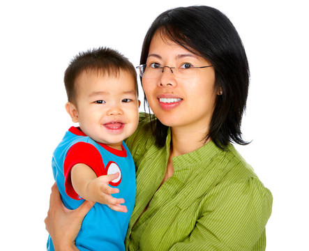 快樂的母親和嬰兒