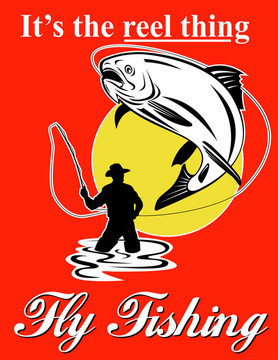飛漁夫用蒼蠅盤釣鱒魚