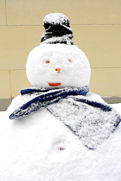 帶黑帽子的胖雪人