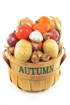 篮子里的秋天蔬菜。