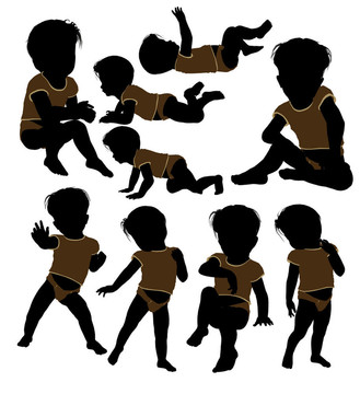 男性幼兒插畫剪影