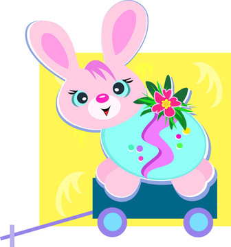 一輛車上的快樂復(fù)活節(jié)兔子