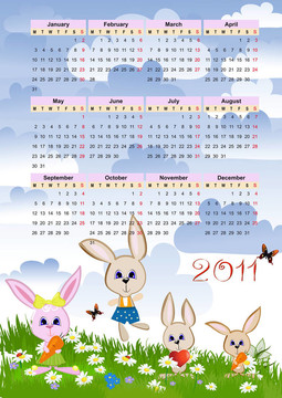 與野兔為2011日歷